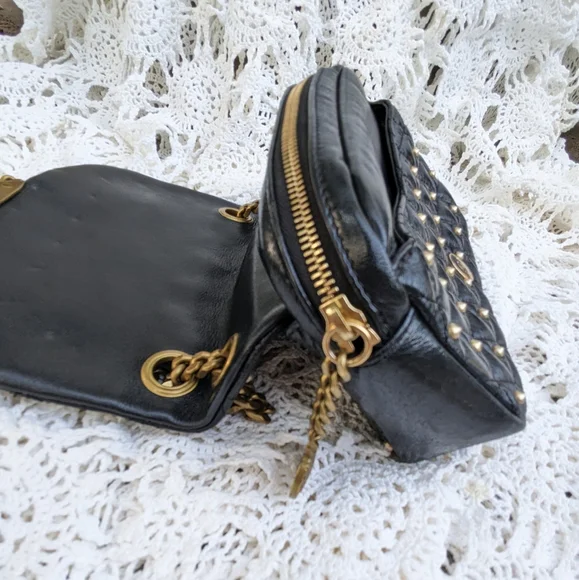 The Kooples Stella Studded Bag Black Leather + Brass Chain - Picture 13 of 17